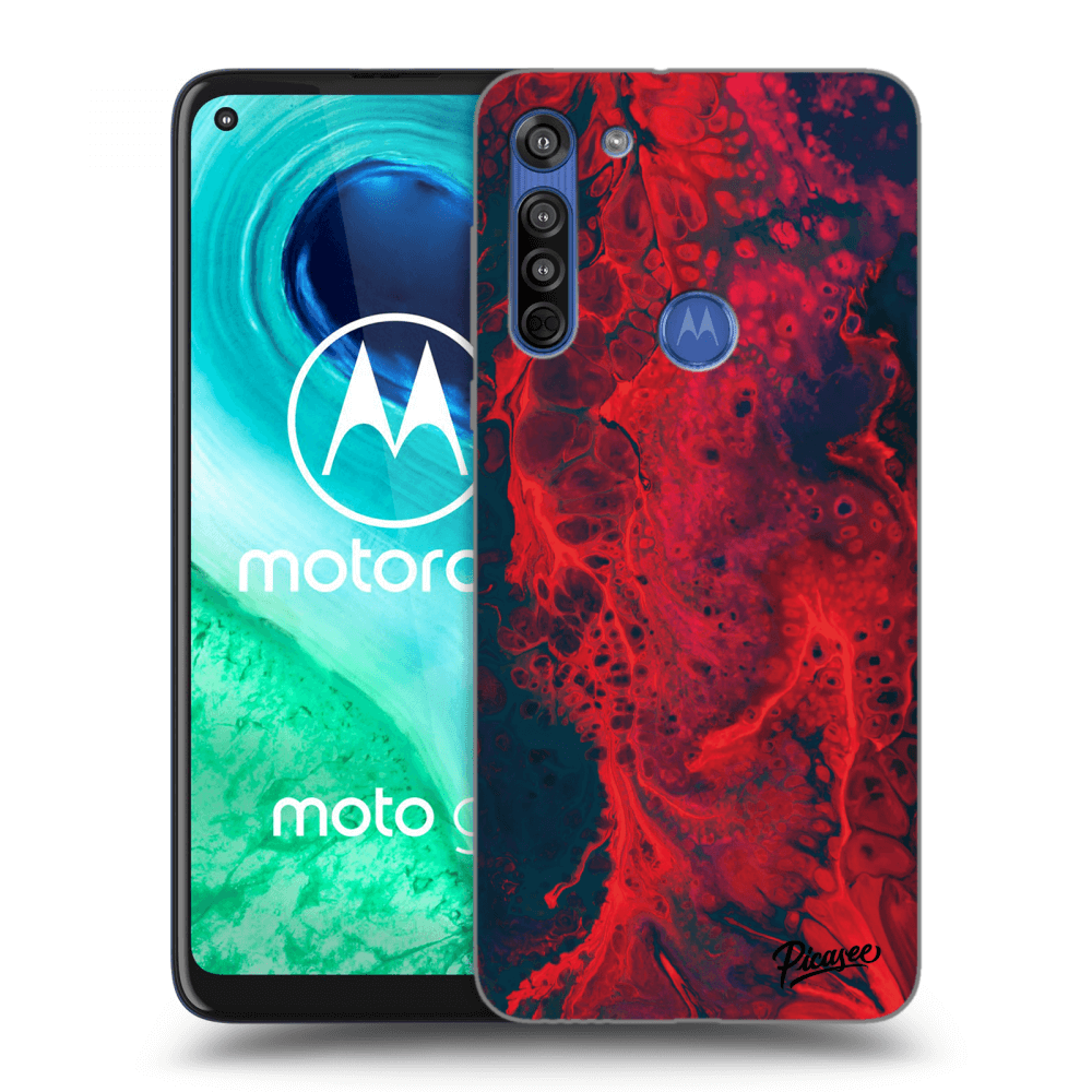 Picasee silikonska prozirna maskica za Motorola Moto G8 - Organic red