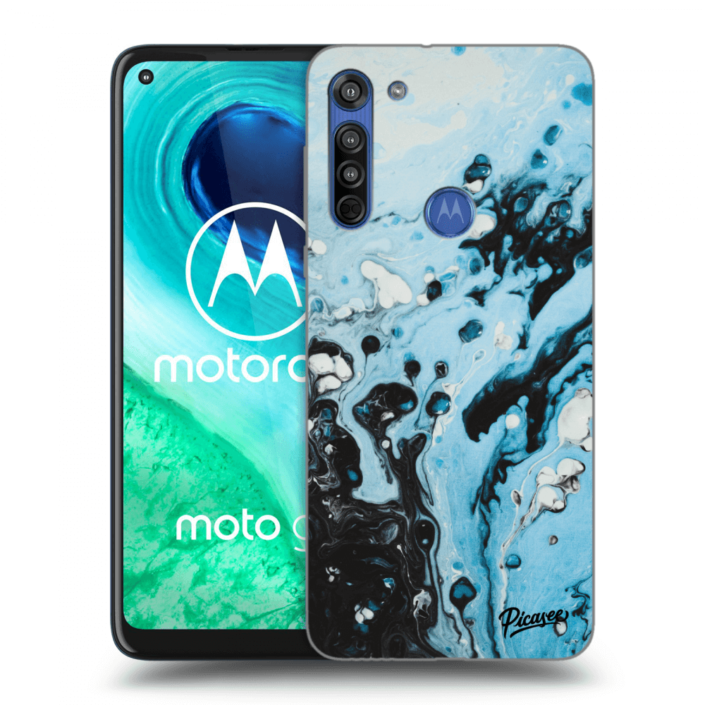Picasee silikonska prozirna maskica za Motorola Moto G8 - Organic blue