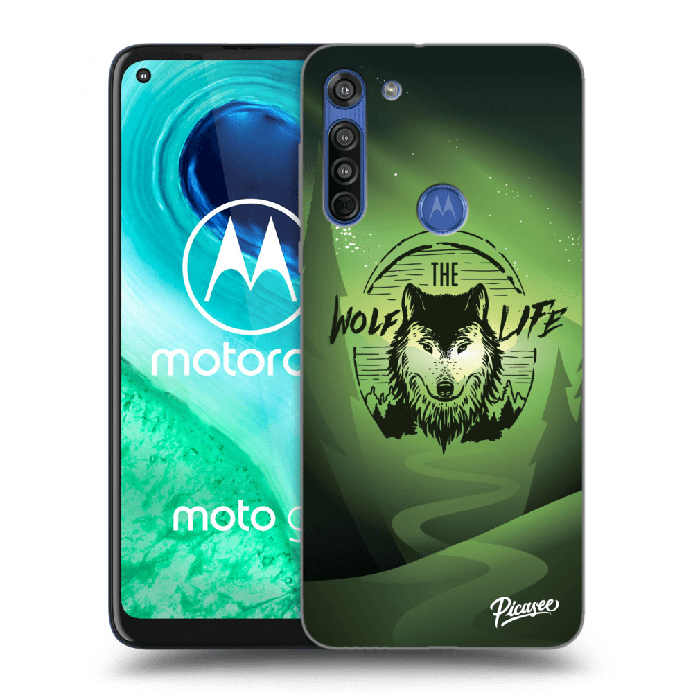 Picasee silikonska prozirna maskica za Motorola Moto G8 - Wolf life
