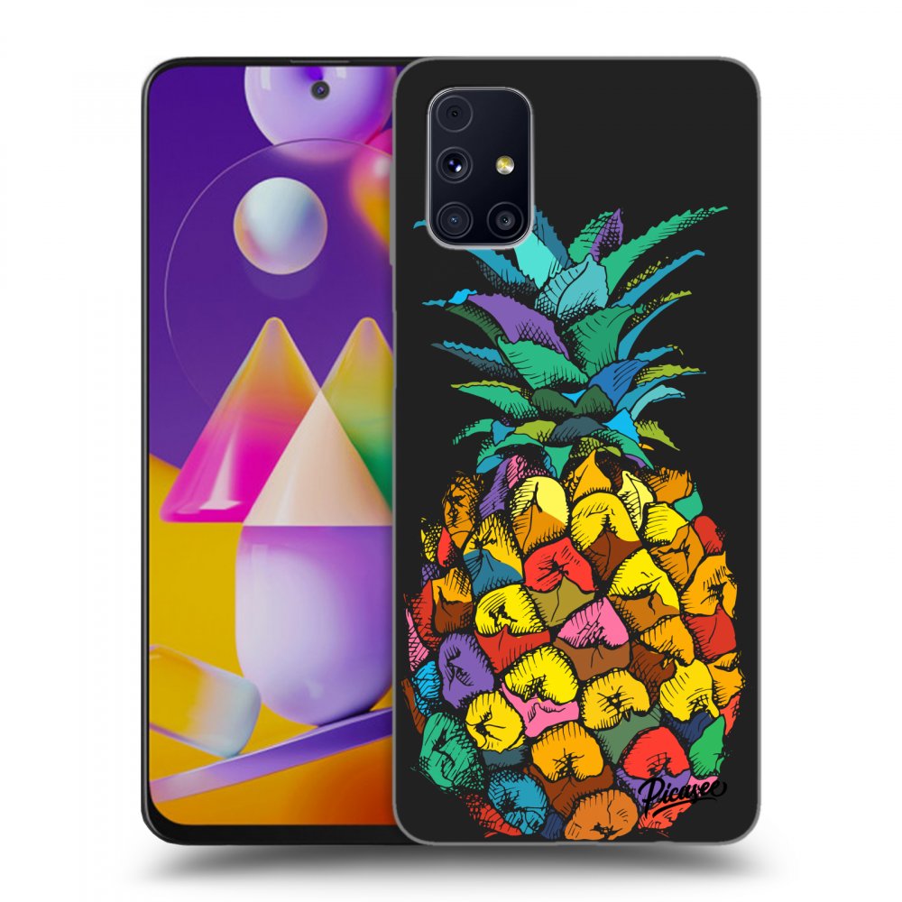 Picasee crna silikonska maskica za Samsung Galaxy M31s - Pineapple