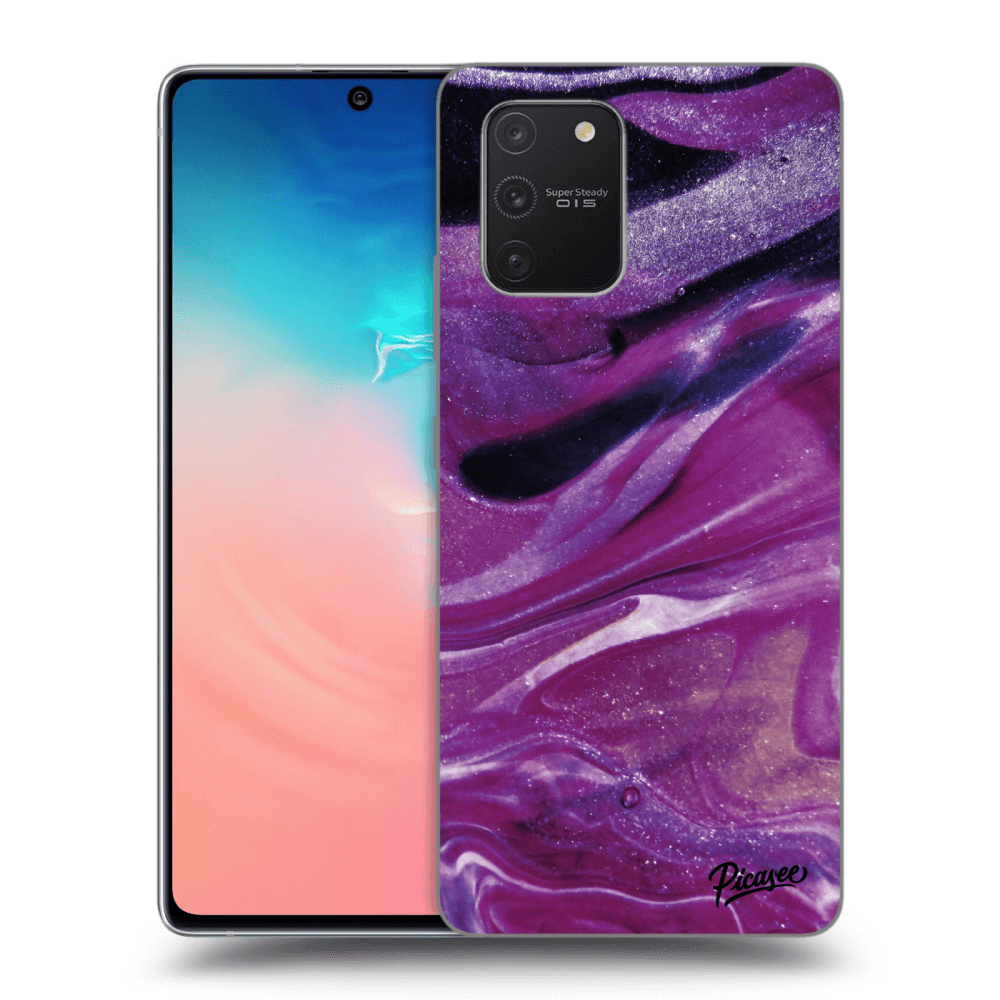 Picasee crna silikonska maskica za Samsung Galaxy S10 Lite - Purple glitter
