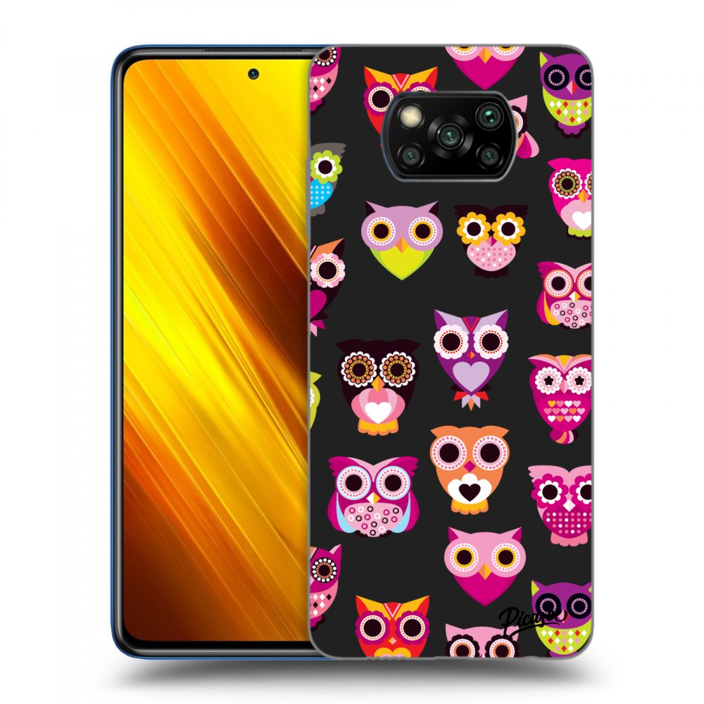Picasee crna silikonska maskica za Xiaomi Poco X3 - Owls