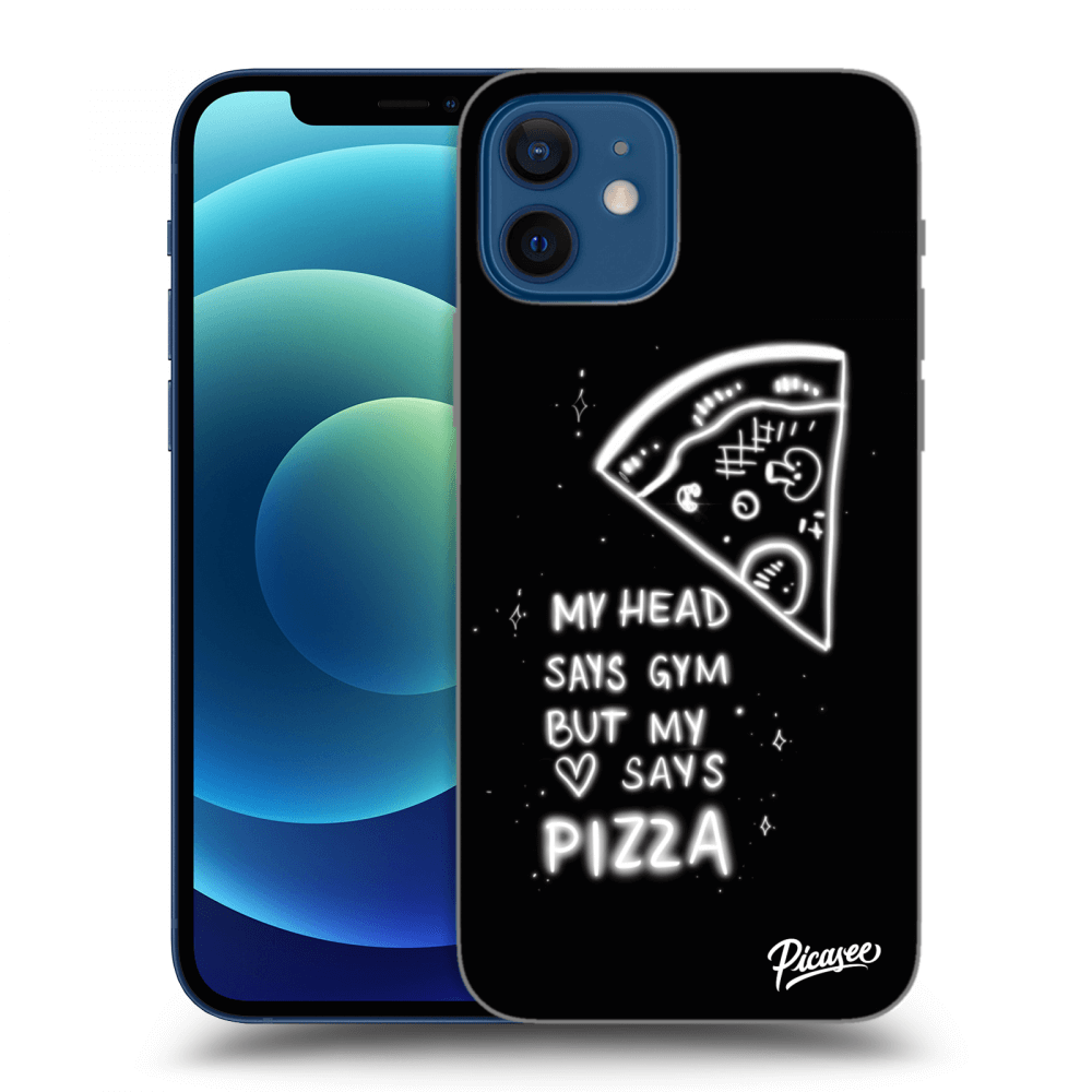 Picasee crna silikonska maskica za Apple iPhone 12 - Pizza