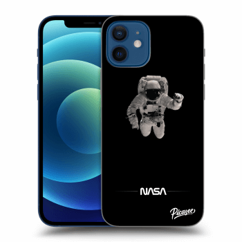 Picasee crna silikonska maskica za Apple iPhone 12 - Astronaut Minimal