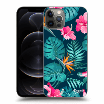 Picasee silikonska prozirna maskica za Apple iPhone 12 Pro - Pink Monstera