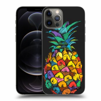 Picasee crna silikonska maskica za Apple iPhone 12 Pro - Pineapple