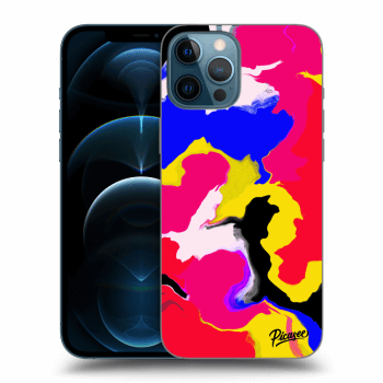 Picasee crna silikonska maskica za Apple iPhone 12 Pro Max - Watercolor