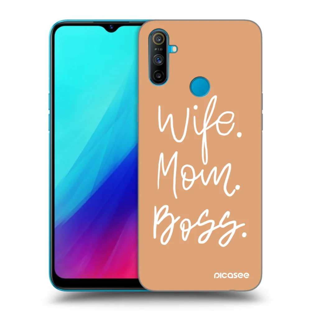 Picasee crna silikonska maskica za Realme C3 - Boss Mama