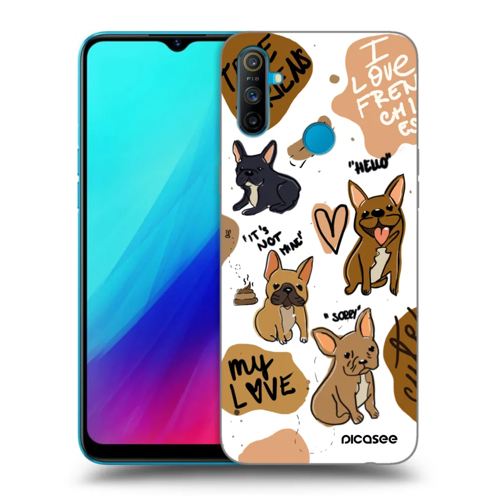 Picasee crna silikonska maskica za Realme C3 - Frenchies
