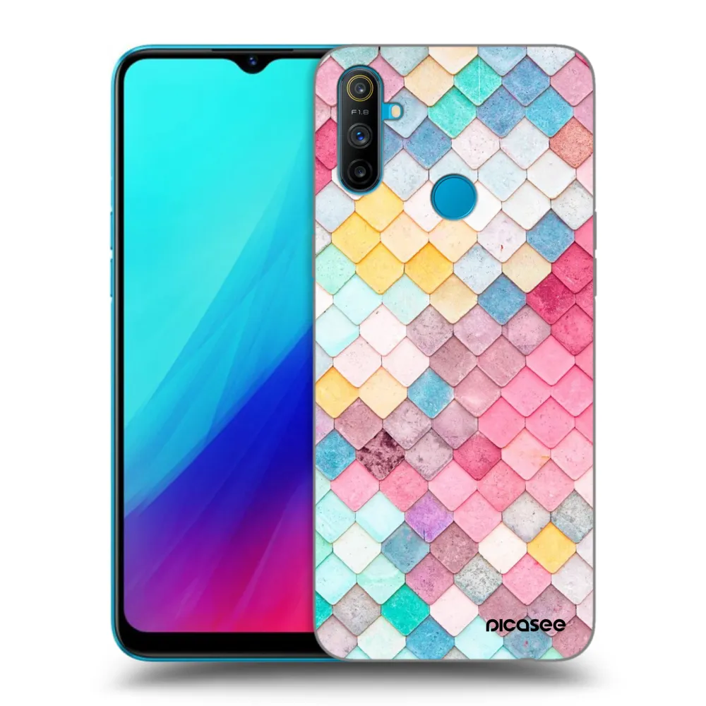 Picasee crna silikonska maskica za Realme C3 - Colorful roof