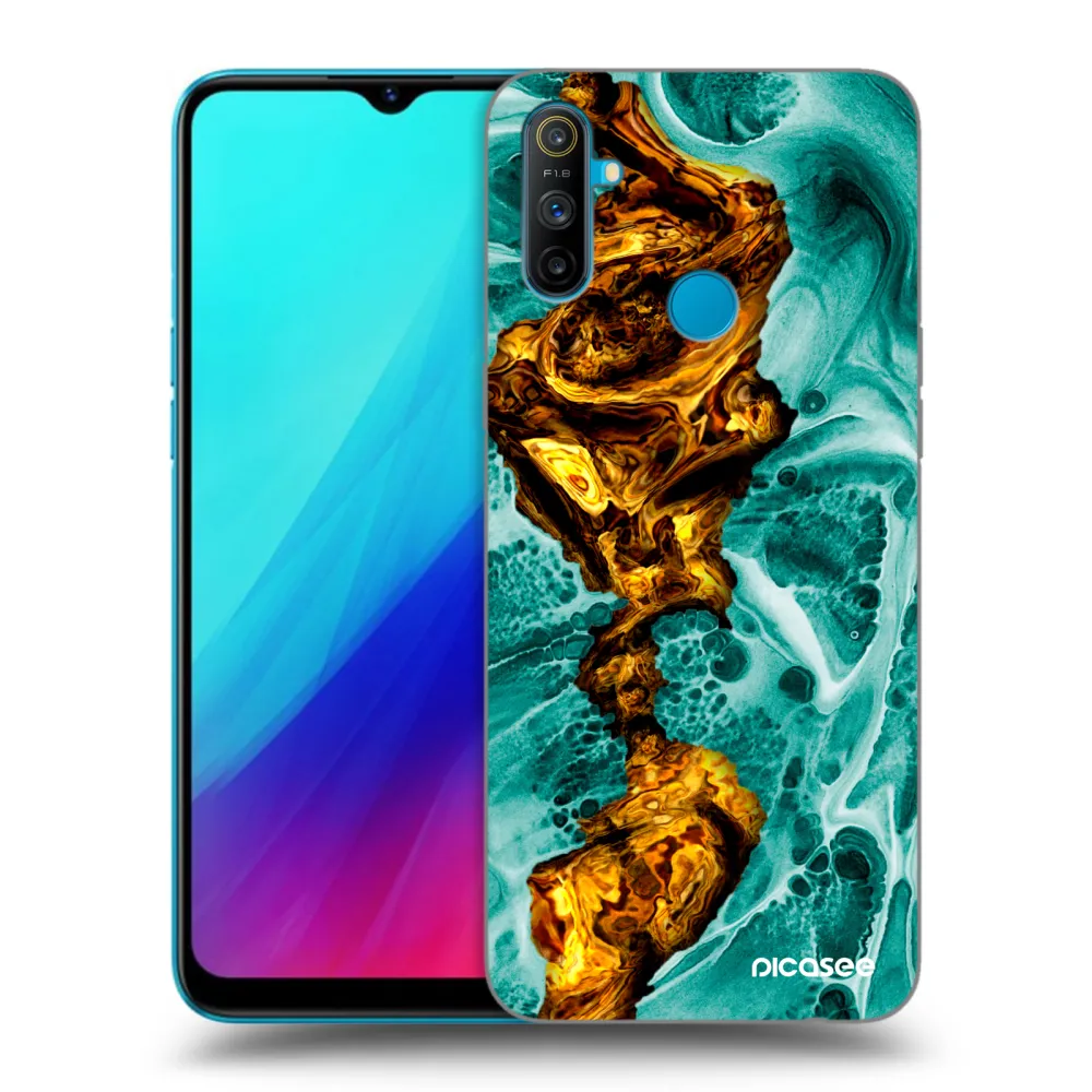 Picasee crna silikonska maskica za Realme C3 - Goldsky