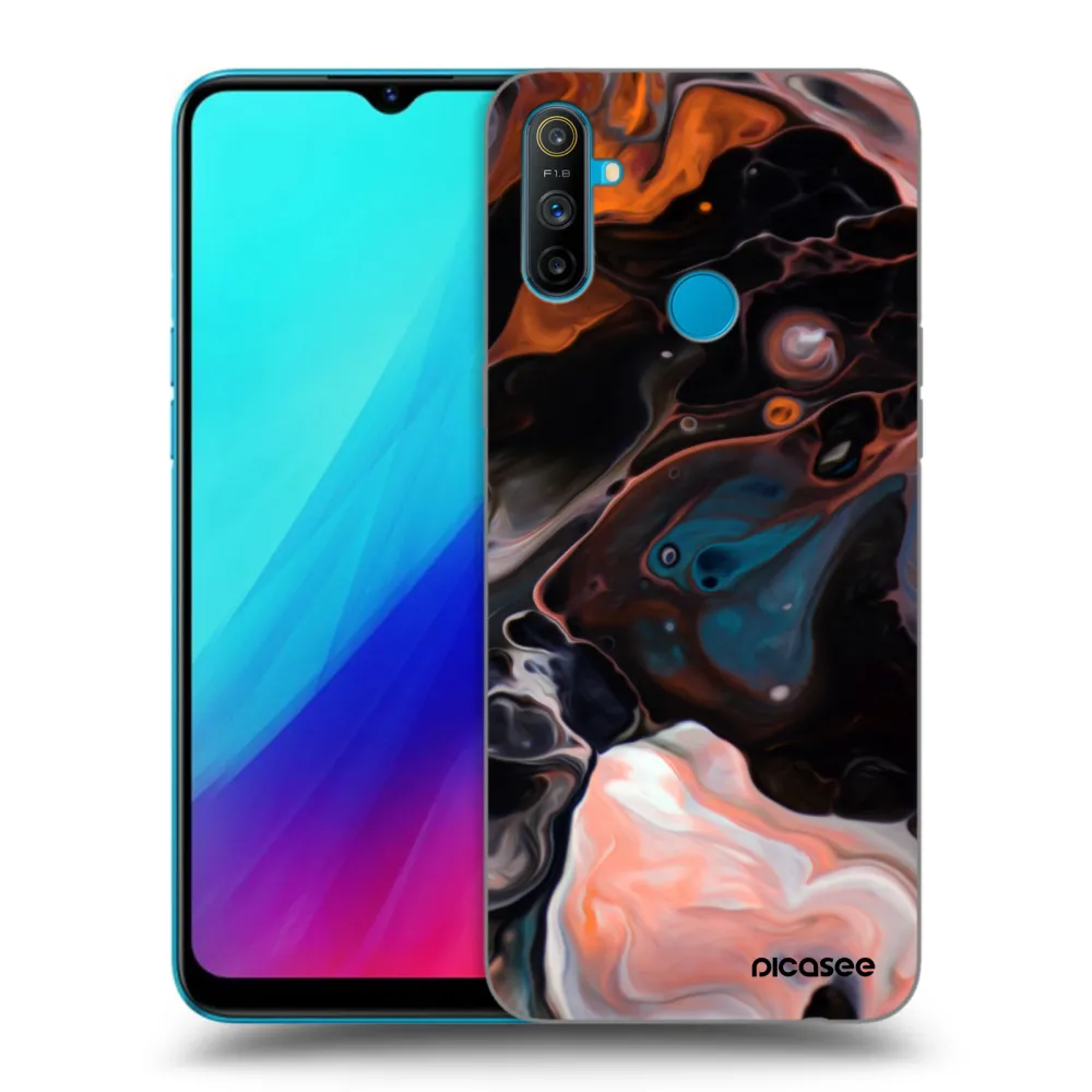 Picasee crna silikonska maskica za Realme C3 - Cream