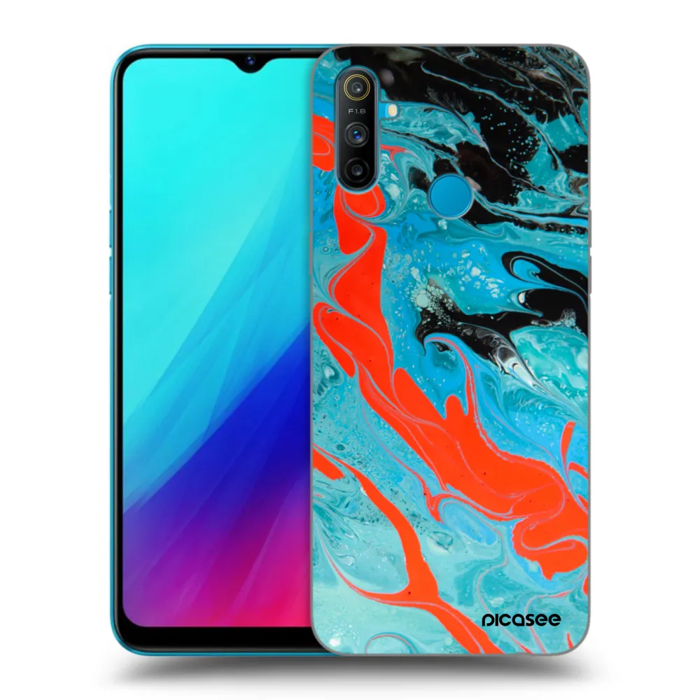 Picasee crna silikonska maskica za Realme C3 - Blue Magma