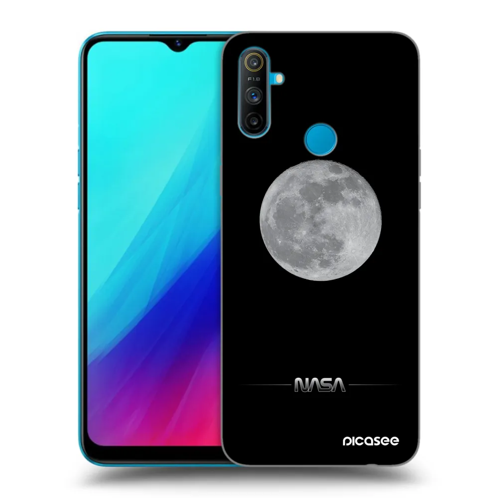 Picasee crna silikonska maskica za Realme C3 - Moon Minimal