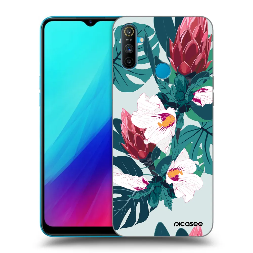 Picasee crna silikonska maskica za Realme C3 - Rhododendron