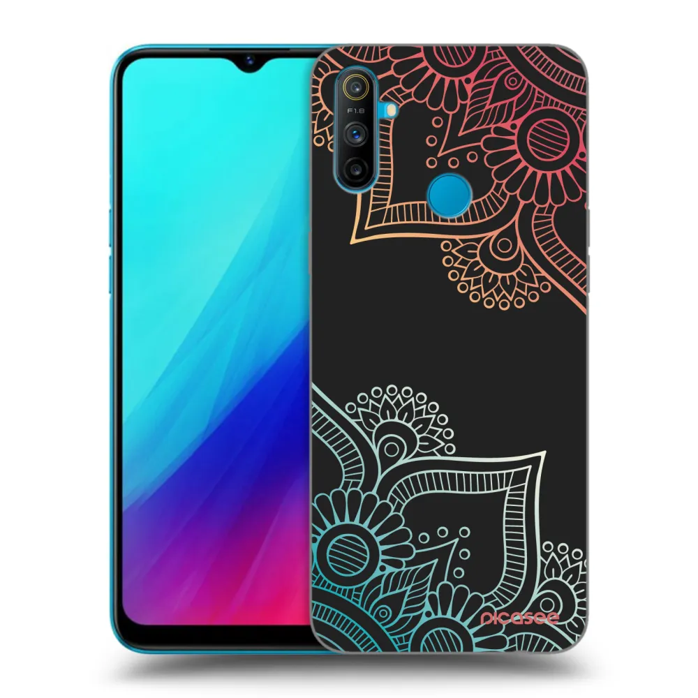 Picasee crna silikonska maskica za Realme C3 - Flowers pattern