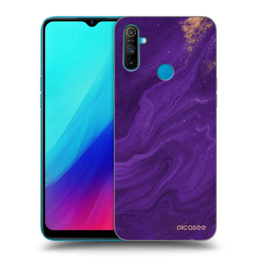 Picasee crna silikonska maskica za Realme C3 - Purple