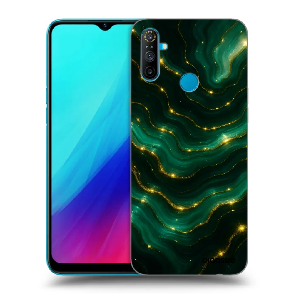 Picasee crna silikonska maskica za Realme C3 - Emerald