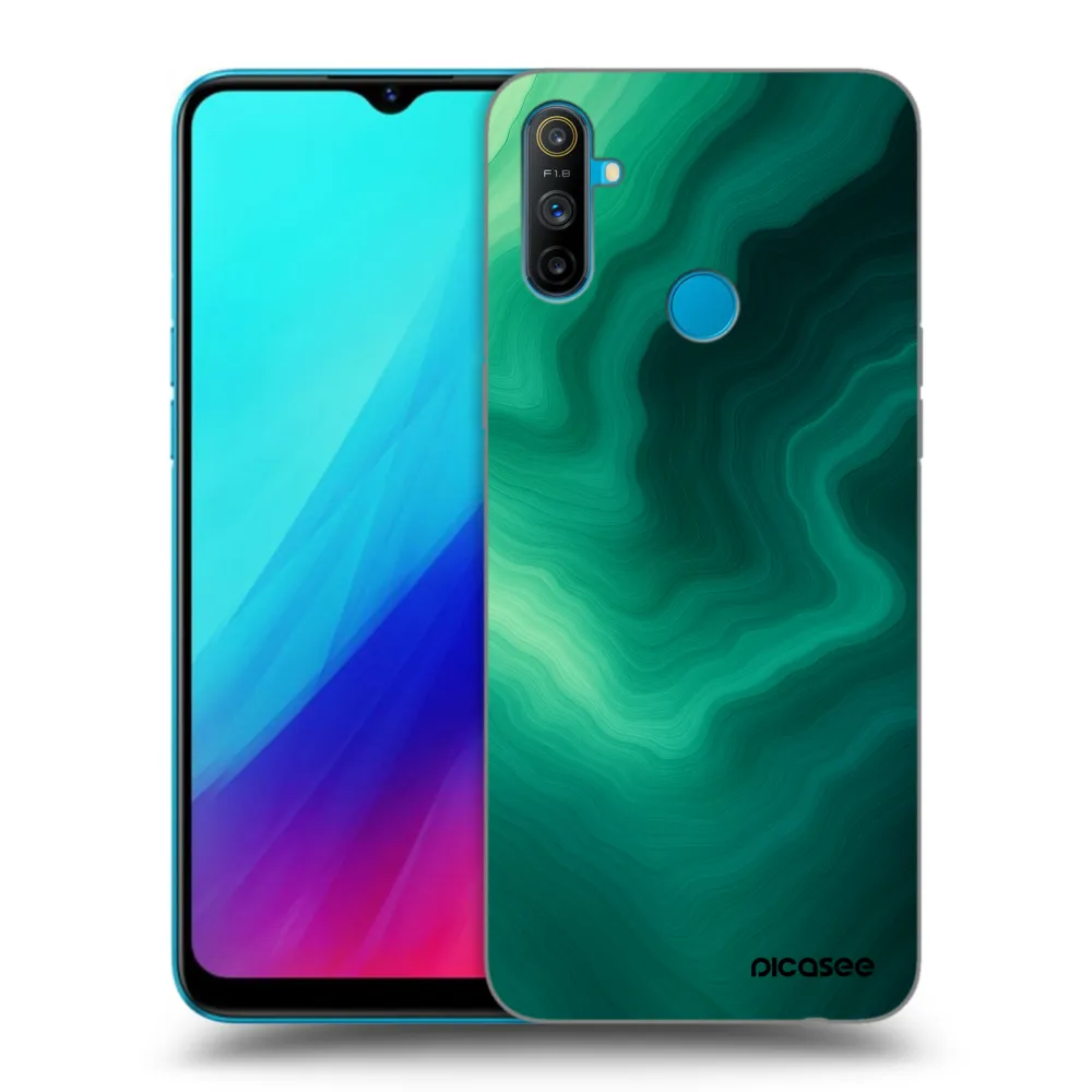 Picasee crna silikonska maskica za Realme C3 - Malachite