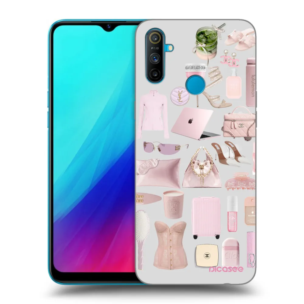 Picasee crna silikonska maskica za Realme C3 - Glam Babe
