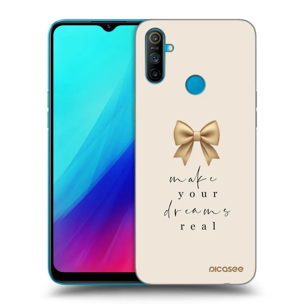 Picasee crna silikonska maskica za Realme C3 - Golden Dream