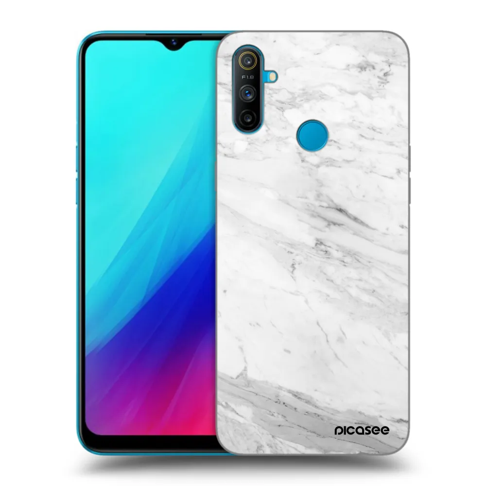 Picasee crna silikonska maskica za Realme C3 - White marble