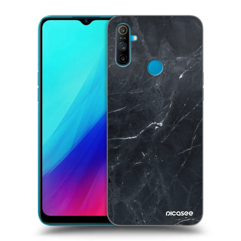 Picasee crna silikonska maskica za Realme C3 - Black marble