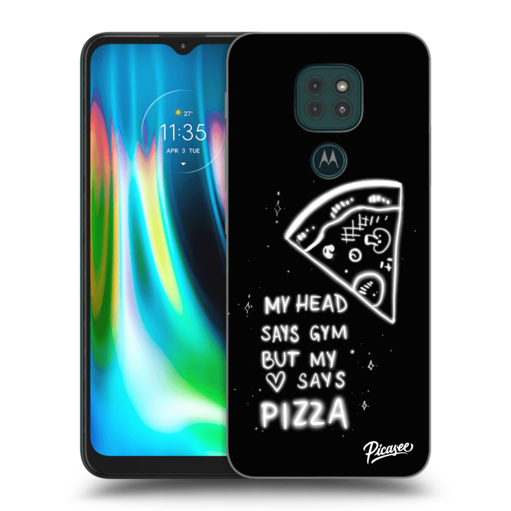 Picasee crna silikonska maskica za Motorola Moto G9 Play - Pizza