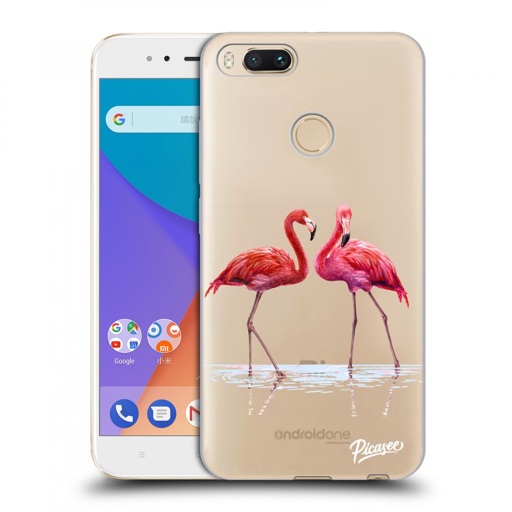 Picasee silikonska prozirna maskica za Xiaomi Mi A1 Global - Flamingos couple