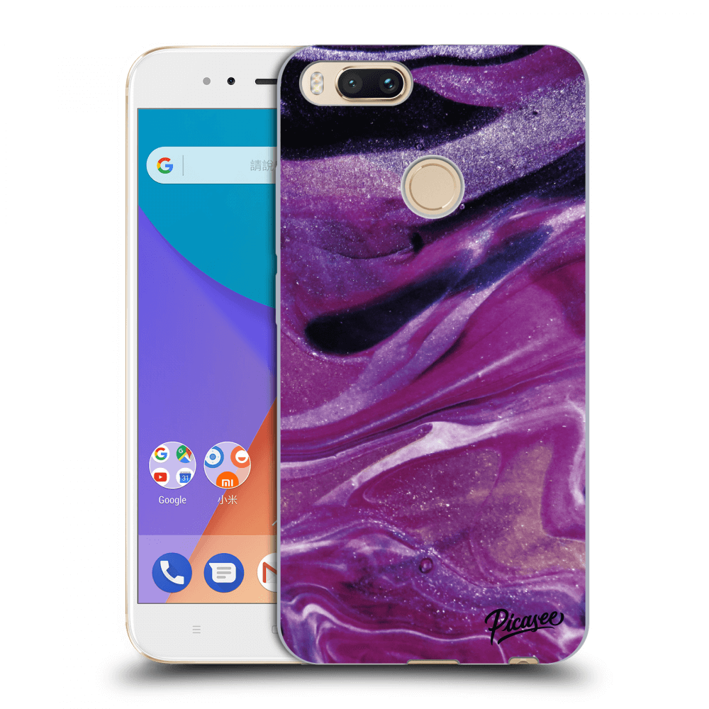 Picasee silikonska prozirna maskica za Xiaomi Mi A1 Global - Purple glitter