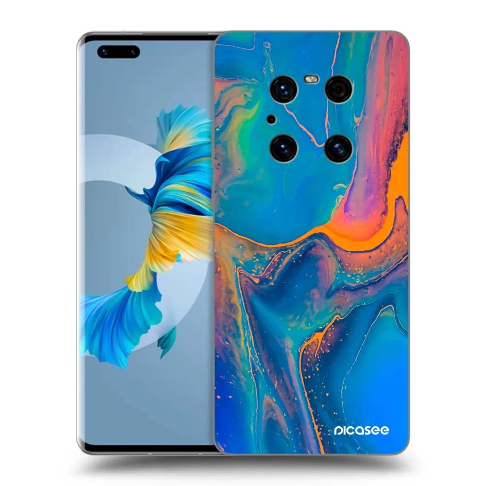 Picasee crna silikonska maskica za Huawei Mate 40 Pro - Rainbow