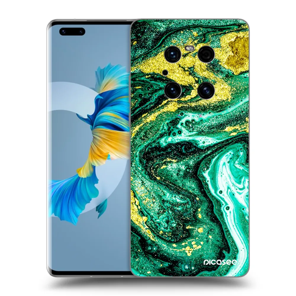 Picasee crna silikonska maskica za Huawei Mate 40 Pro - Green Gold