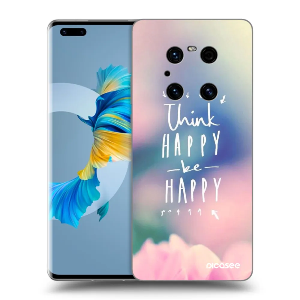 Picasee crna silikonska maskica za Huawei Mate 40 Pro - Think happy be happy