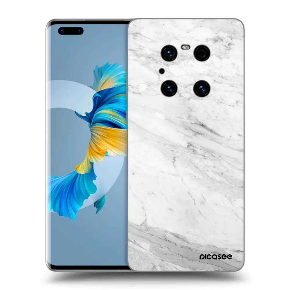 Picasee crna silikonska maskica za Huawei Mate 40 Pro - White marble