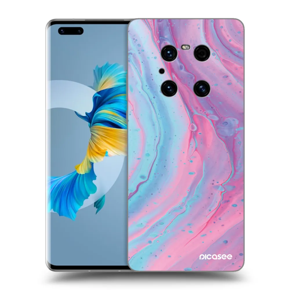 Picasee crna silikonska maskica za Huawei Mate 40 Pro - Pink liquid