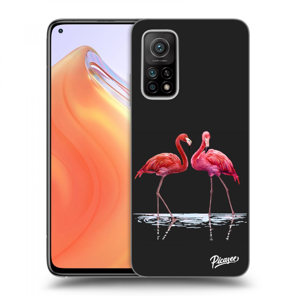Picasee crna silikonska maskica za Xiaomi Mi 10T - Flamingos couple