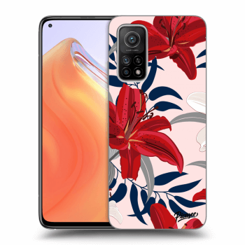 Picasee crna silikonska maskica za Xiaomi Mi 10T - Red Lily