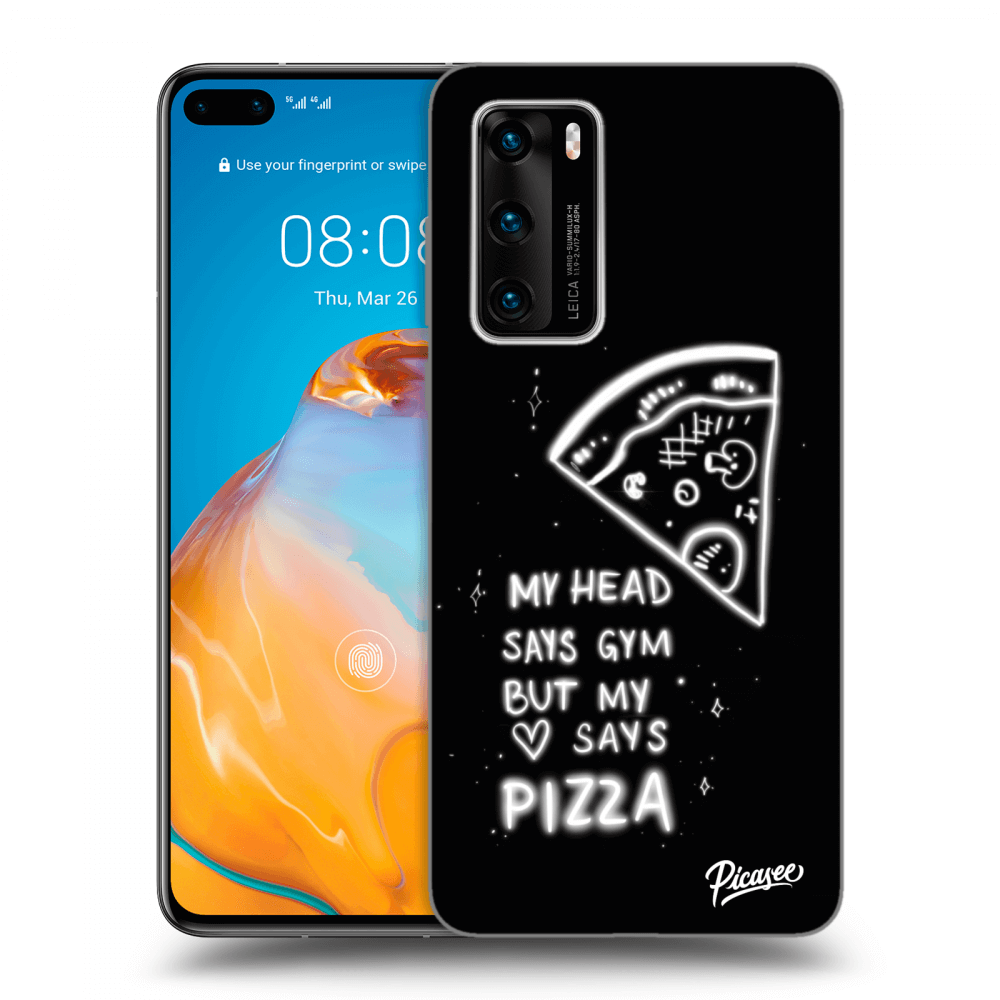 Picasee crna silikonska maskica za Huawei P40 - Pizza