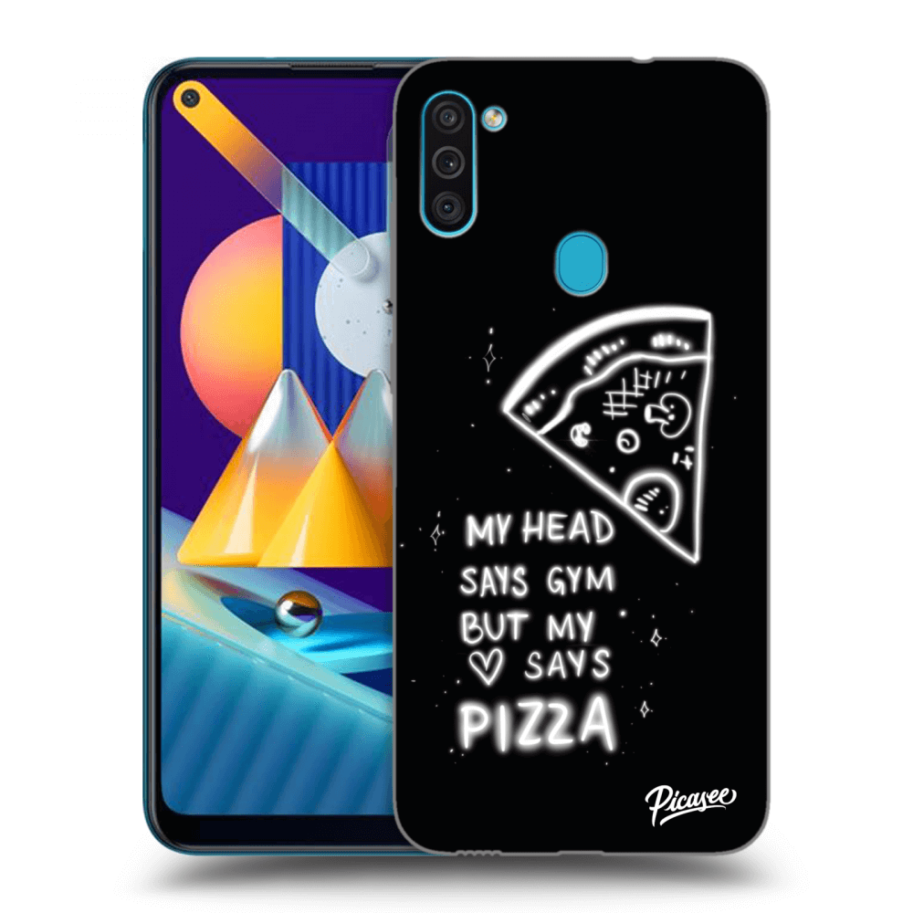 Picasee crna silikonska maskica za Samsung Galaxy M11 - Pizza