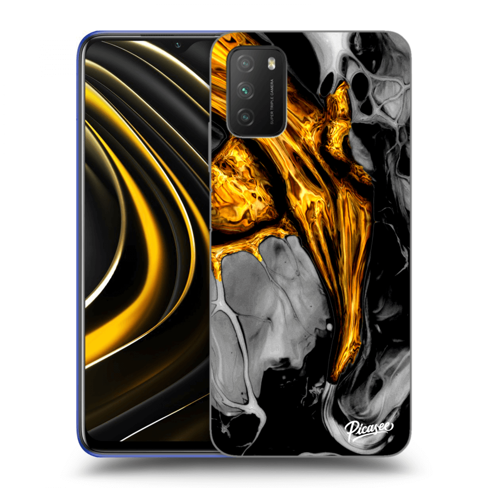 Picasee crna silikonska maskica za Xiaomi Poco M3 - Black Gold