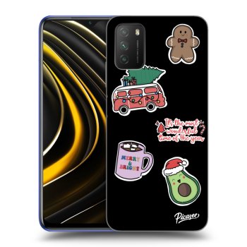 Picasee crna silikonska maskica za Xiaomi Poco M3 - Christmas Stickers