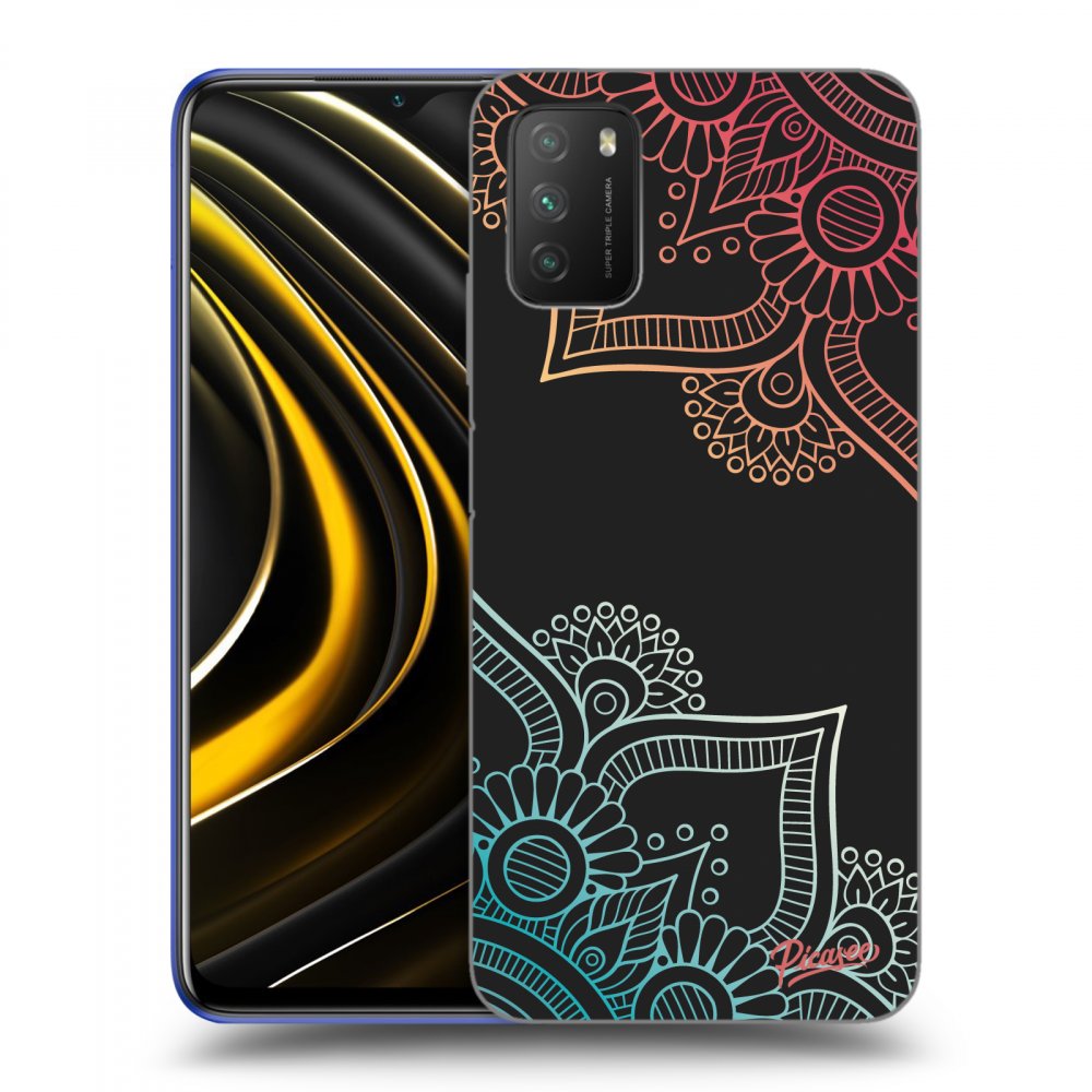 Picasee crna silikonska maskica za Xiaomi Poco M3 - Flowers pattern