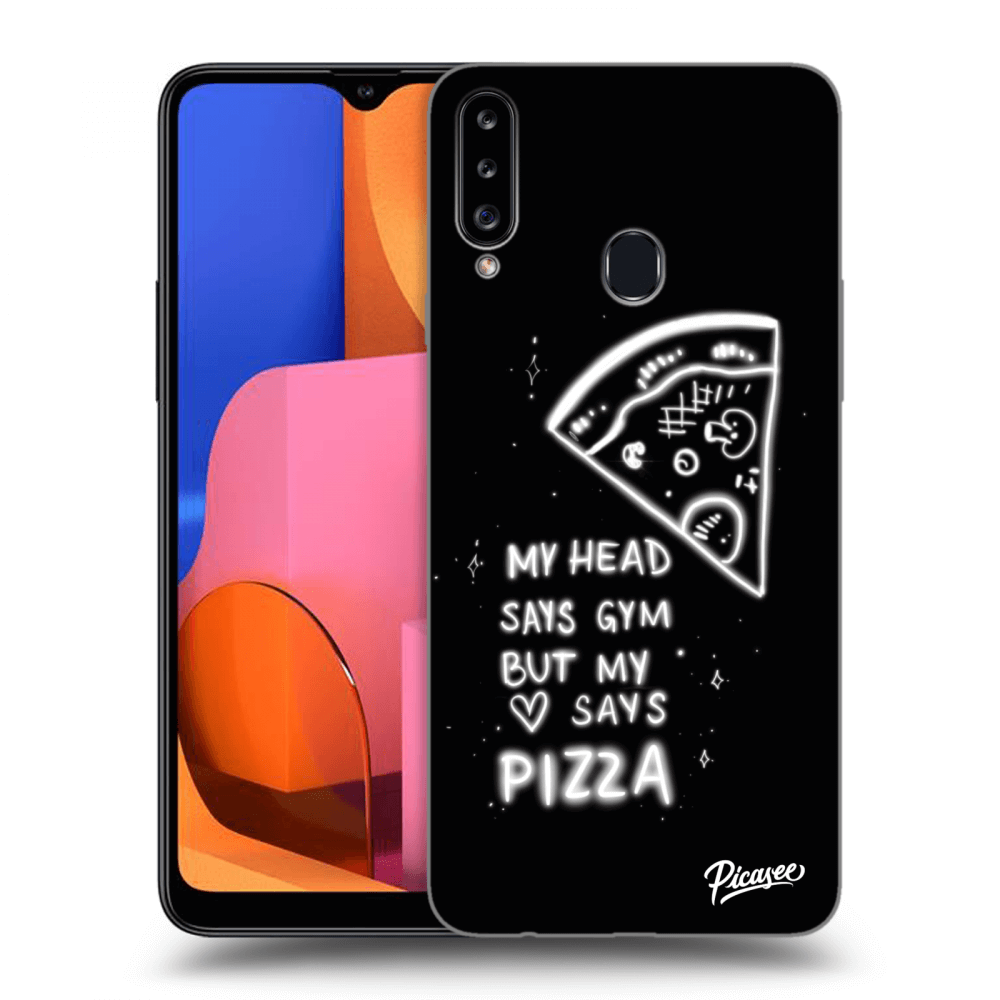 Picasee crna silikonska maskica za Samsung Galaxy A20s - Pizza