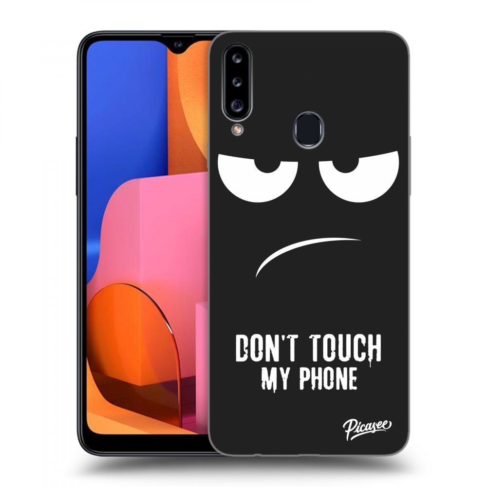 Picasee crna silikonska maskica za Samsung Galaxy A20s - Don't Touch My Phone