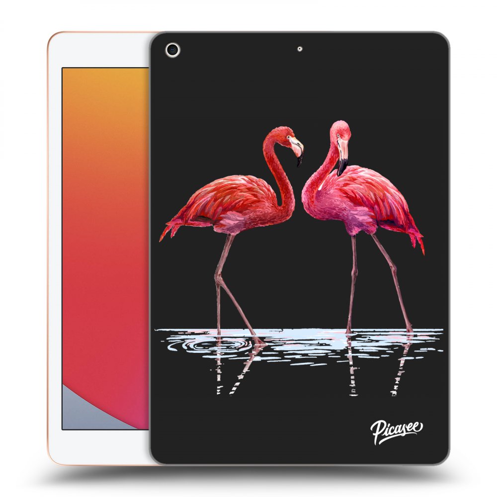 Picasee crna silikonska maskica za Apple iPad 10.2" 2020 (8. gen) - Flamingos couple