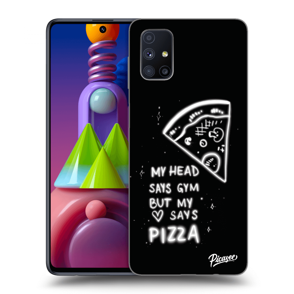 Picasee crna silikonska maskica za Samsung Galaxy M51 M515F - Pizza