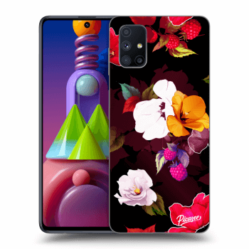 Picasee crna silikonska maskica za Samsung Galaxy M51 M515F - Flowers and Berries