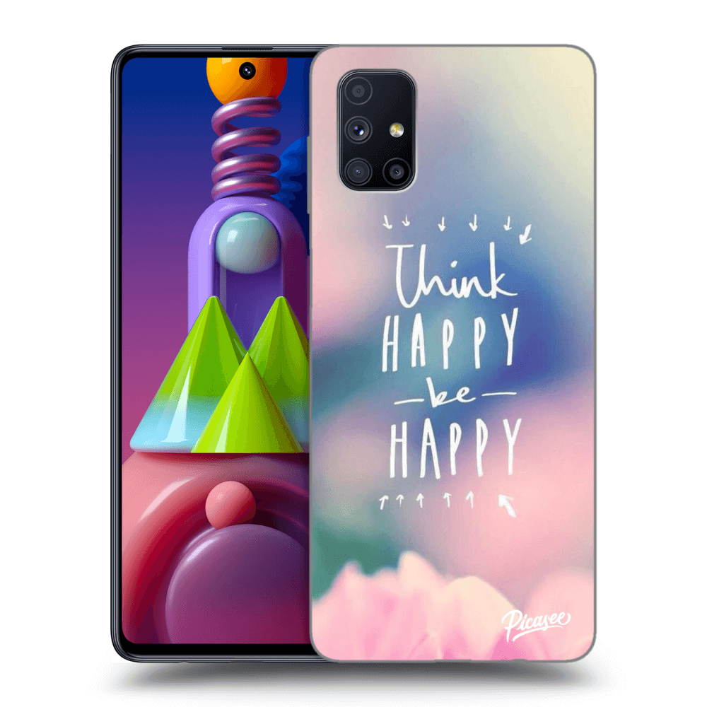 Picasee crna silikonska maskica za Samsung Galaxy M51 M515F - Think happy be happy