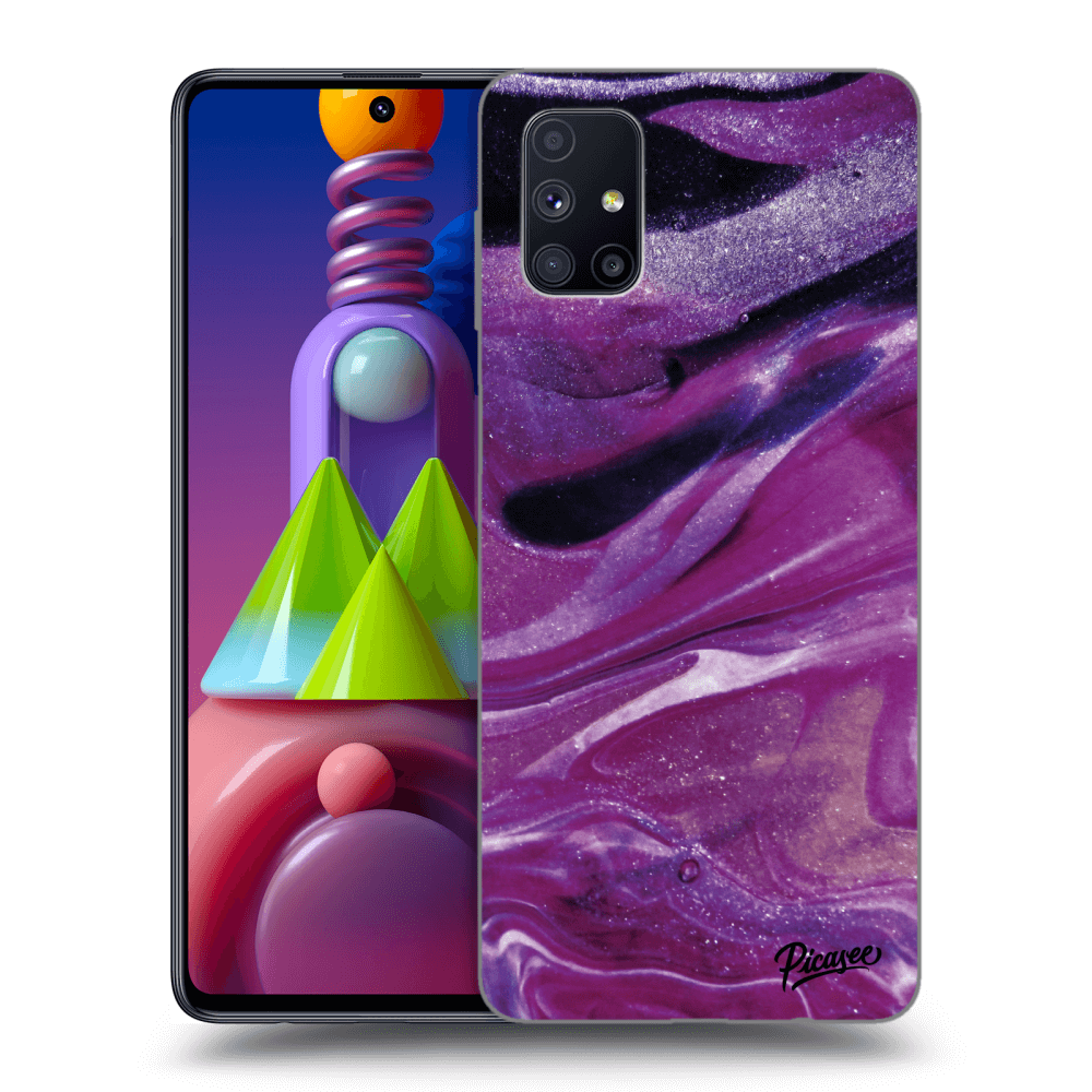 Picasee silikonska prozirna maskica za Samsung Galaxy M51 M515F - Purple glitter