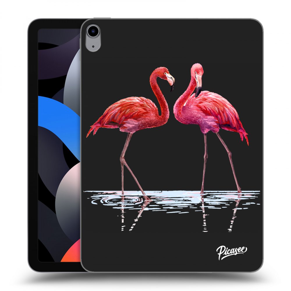 Picasee crna silikonska maskica za Apple iPad Air 4 10.9" 2020 - Flamingos couple